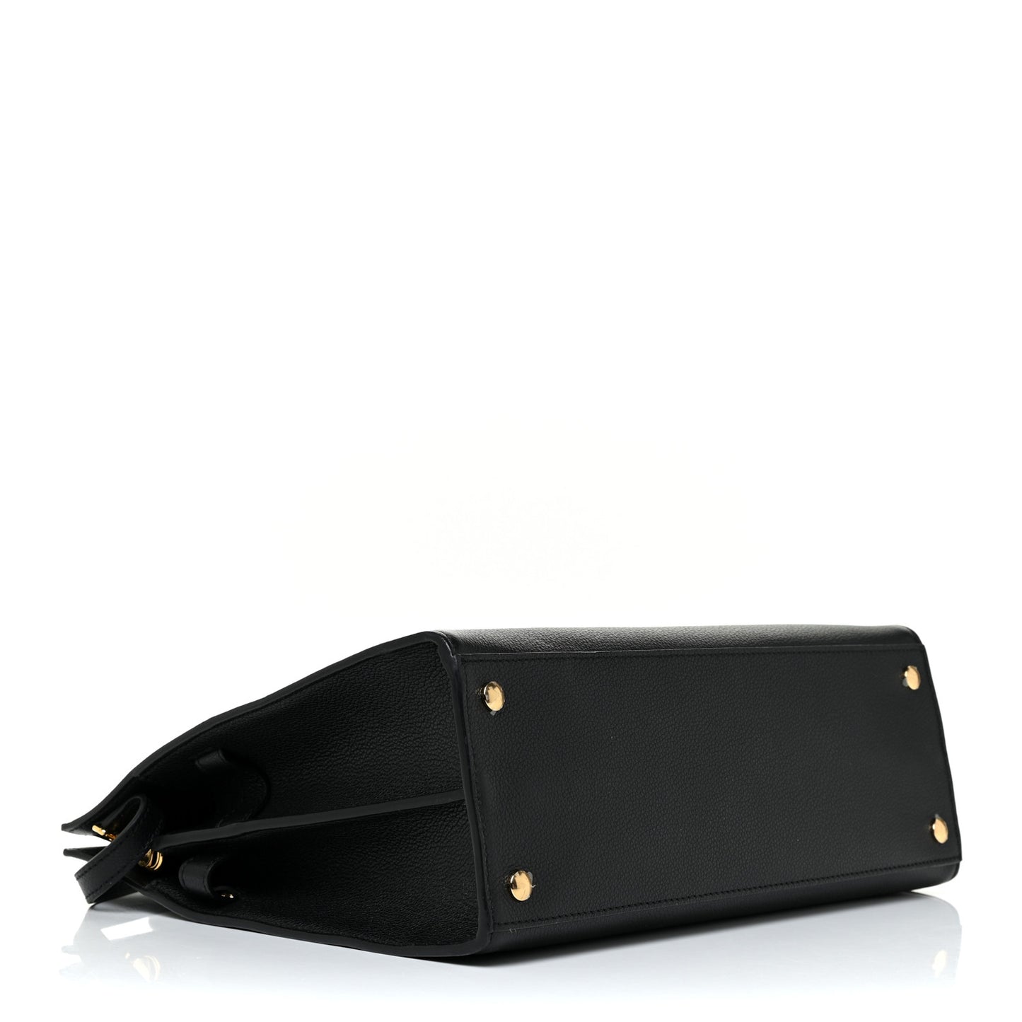 Grainy Calfskin Medium Title Bag Black