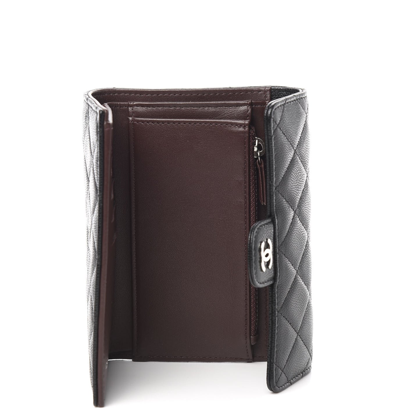 Caviar Quilted Medium Flap Wallet Black