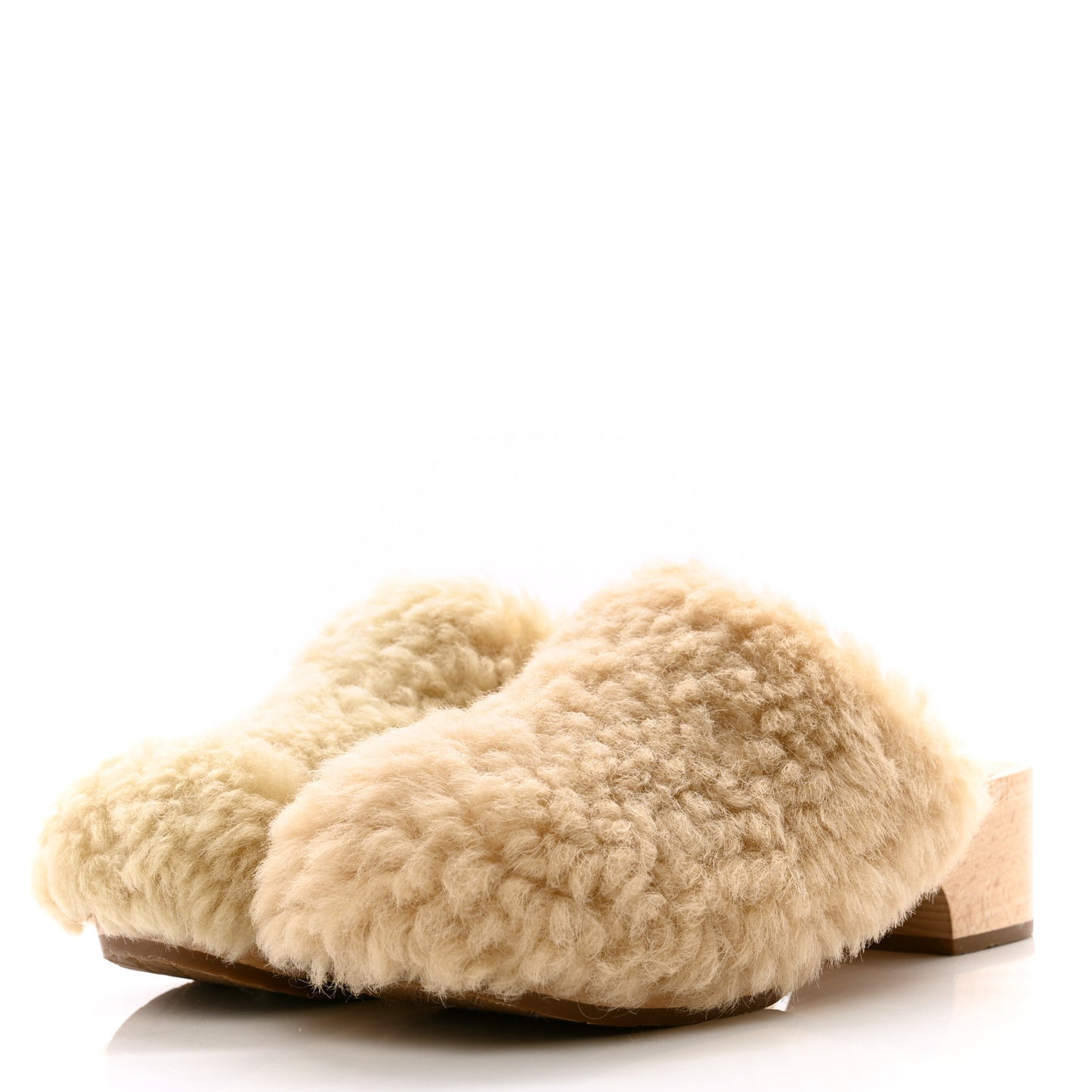 Shearling Lambskin Clogs 36 Beige