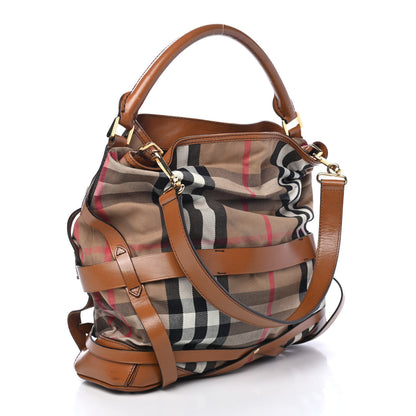 Burberry House Check Bridle Calfskin Medium Gosford Hobo Tan 2 of 4