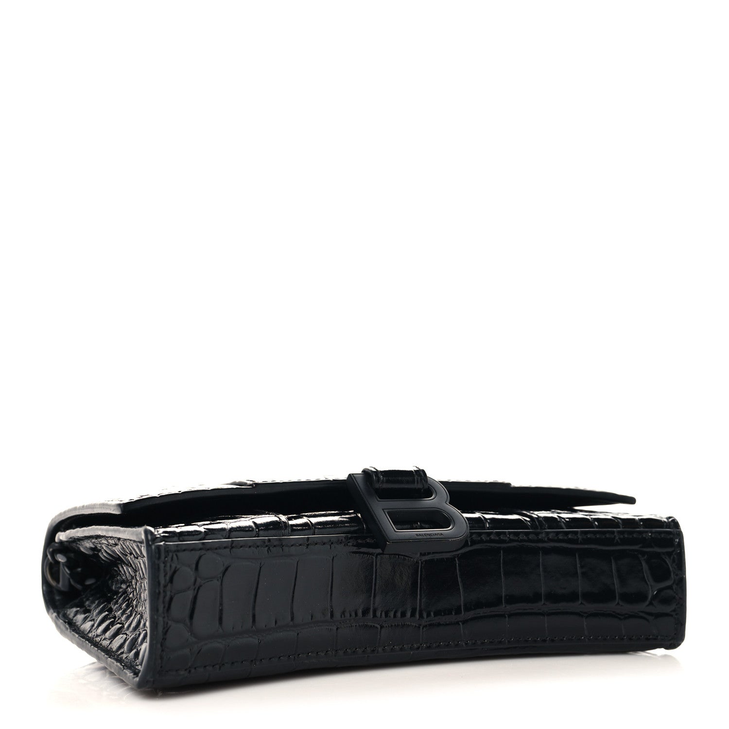 Balenciaga Shiny Calfskin Monochrome Crocodile Embossed Hourglass