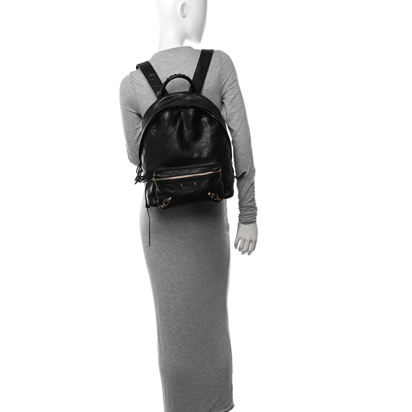 Agneau Classic Gold Hardware Backpack Black