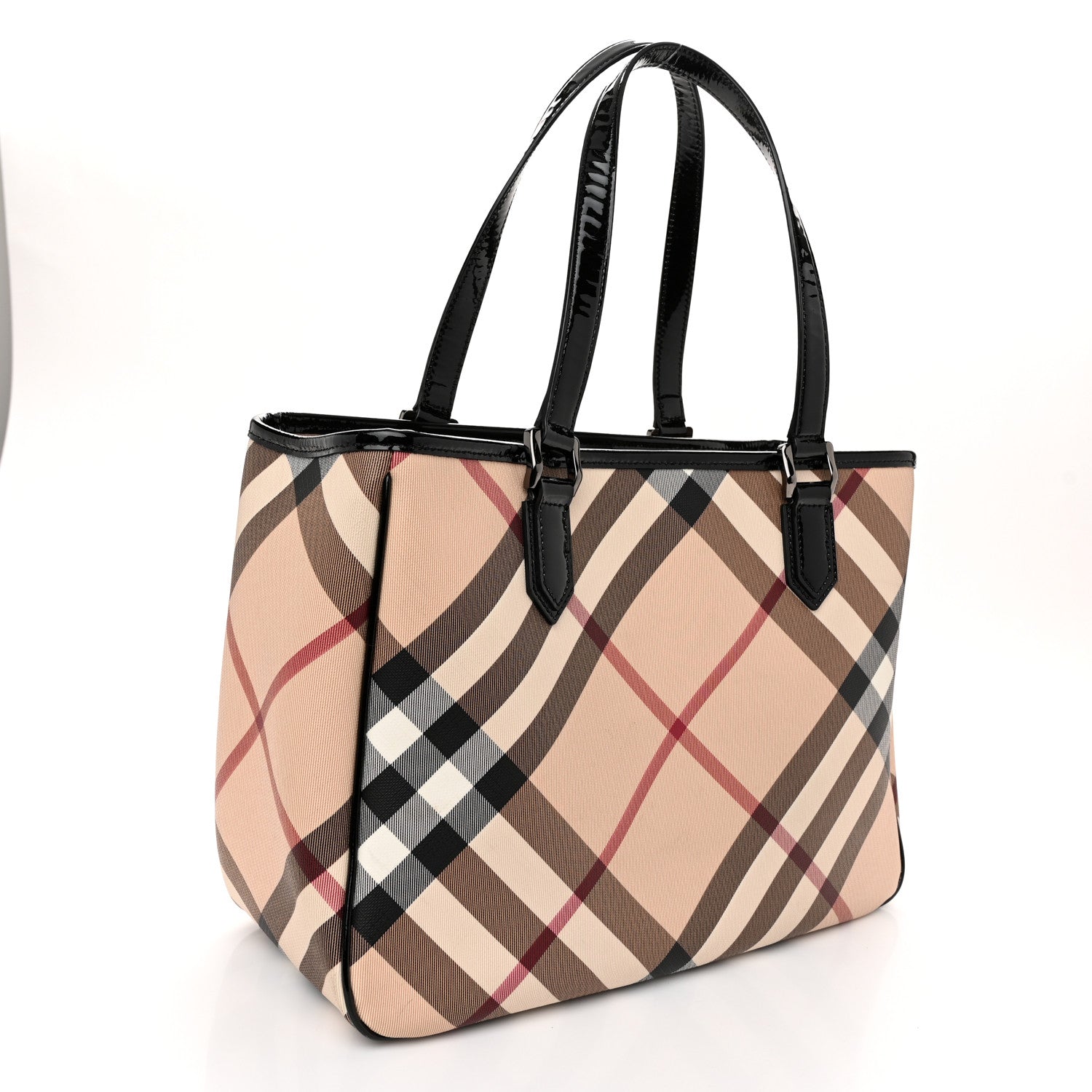 Burberry Nova Check Patent Medium Emmy Tote Black 3 of 11