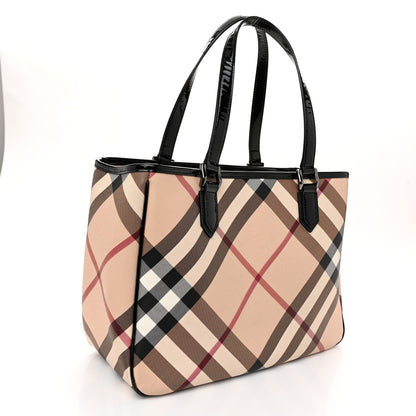 Burberry Nova Check Patent Medium Emmy Tote Black 3 of 11