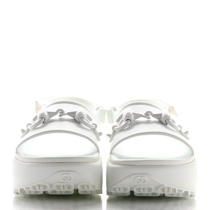 Gucci Soft Rubber Horsebit Touch Womens Strapped Sandals 38 Great White 2 of 9