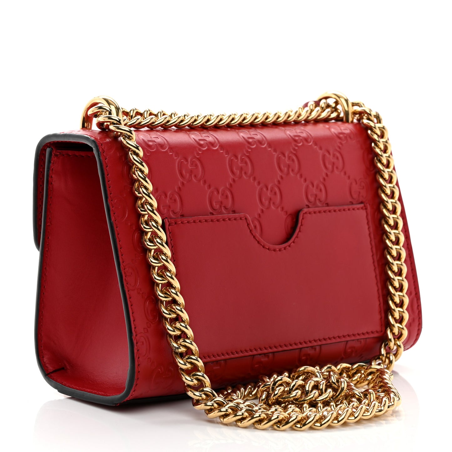 Guccissima Small Padlock Shoulder Bag Hibiscus Red