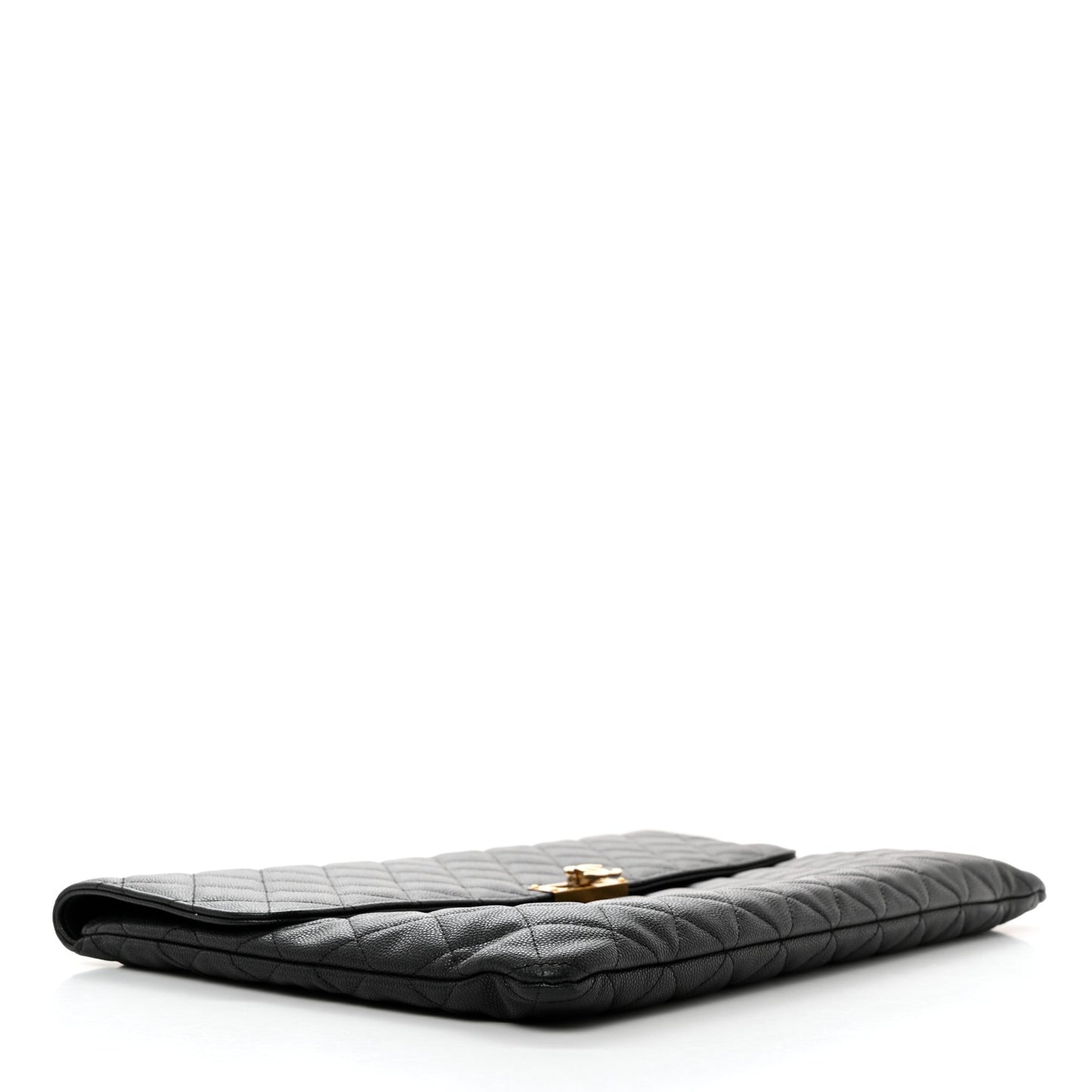 Caviar Quilted Large Golden Class Pouch Black