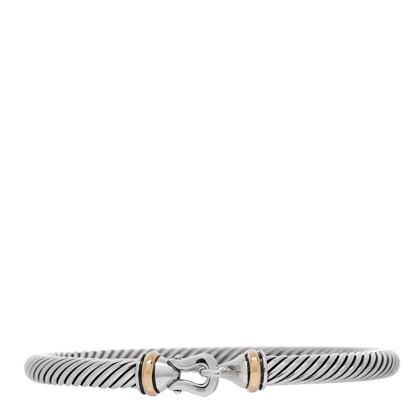 Sterling Silver 18K Yellow Gold 5mm Cable Classic Buckle Bracelet