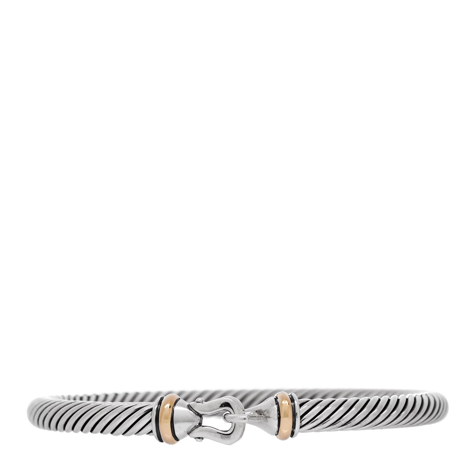 David Yurman Sterling Silver 18K Yellow Gold 5mm Cable Classic Buckle Bracelet 1 of 3