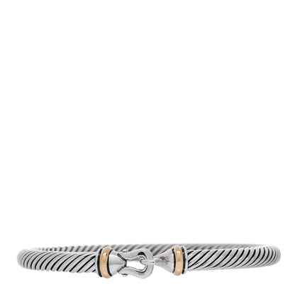 David Yurman Sterling Silver 18K Yellow Gold 5mm Cable Classic Buckle Bracelet 1 of 3