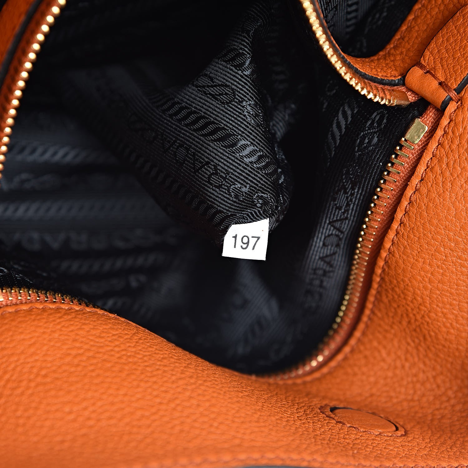 Prada Vitello Phenix Embossed Logo Tote Papaya 8 of 11