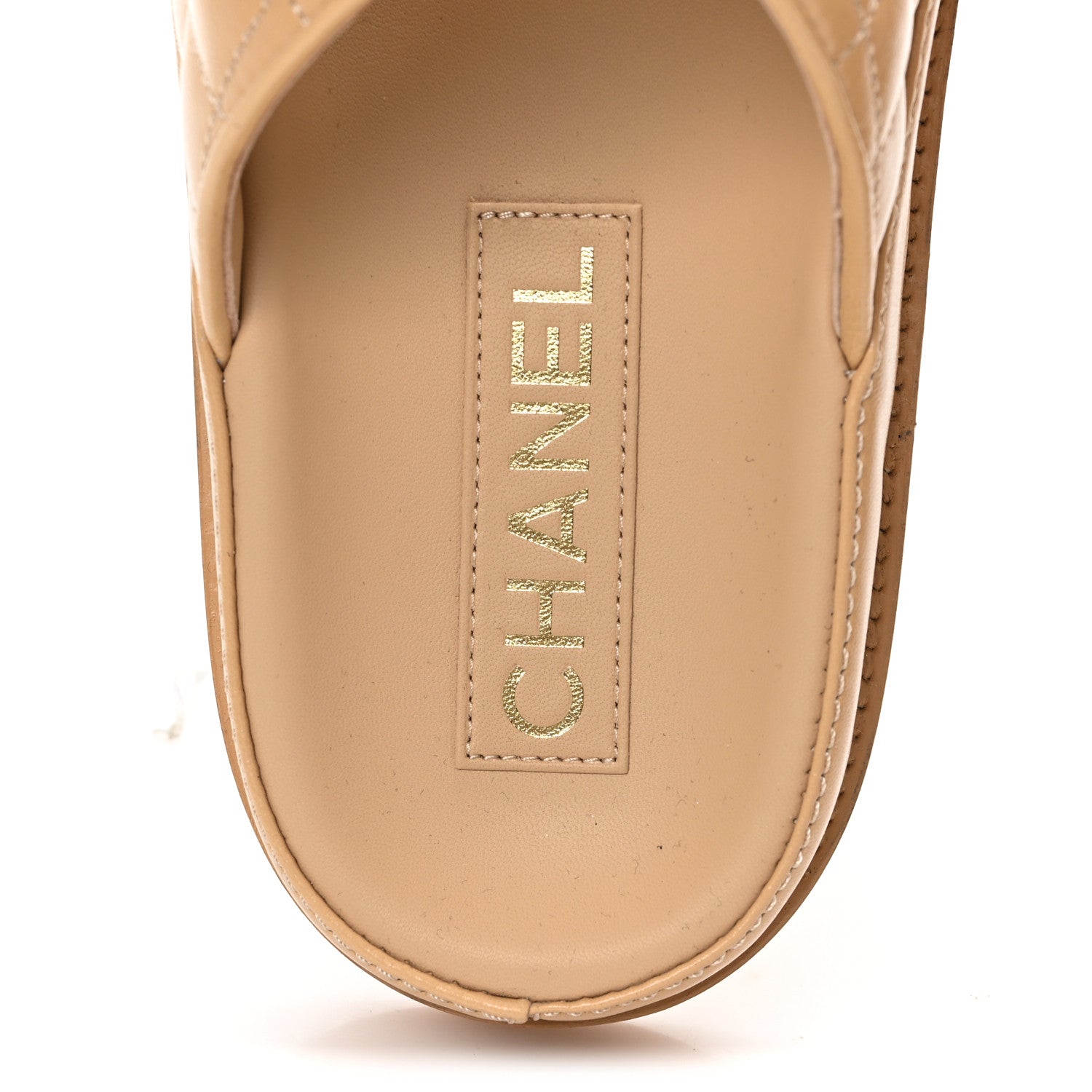 Chanel Lambskin Quilted Velcro Dad Chain CC Slide Sandals 40 Beige 8 of 9