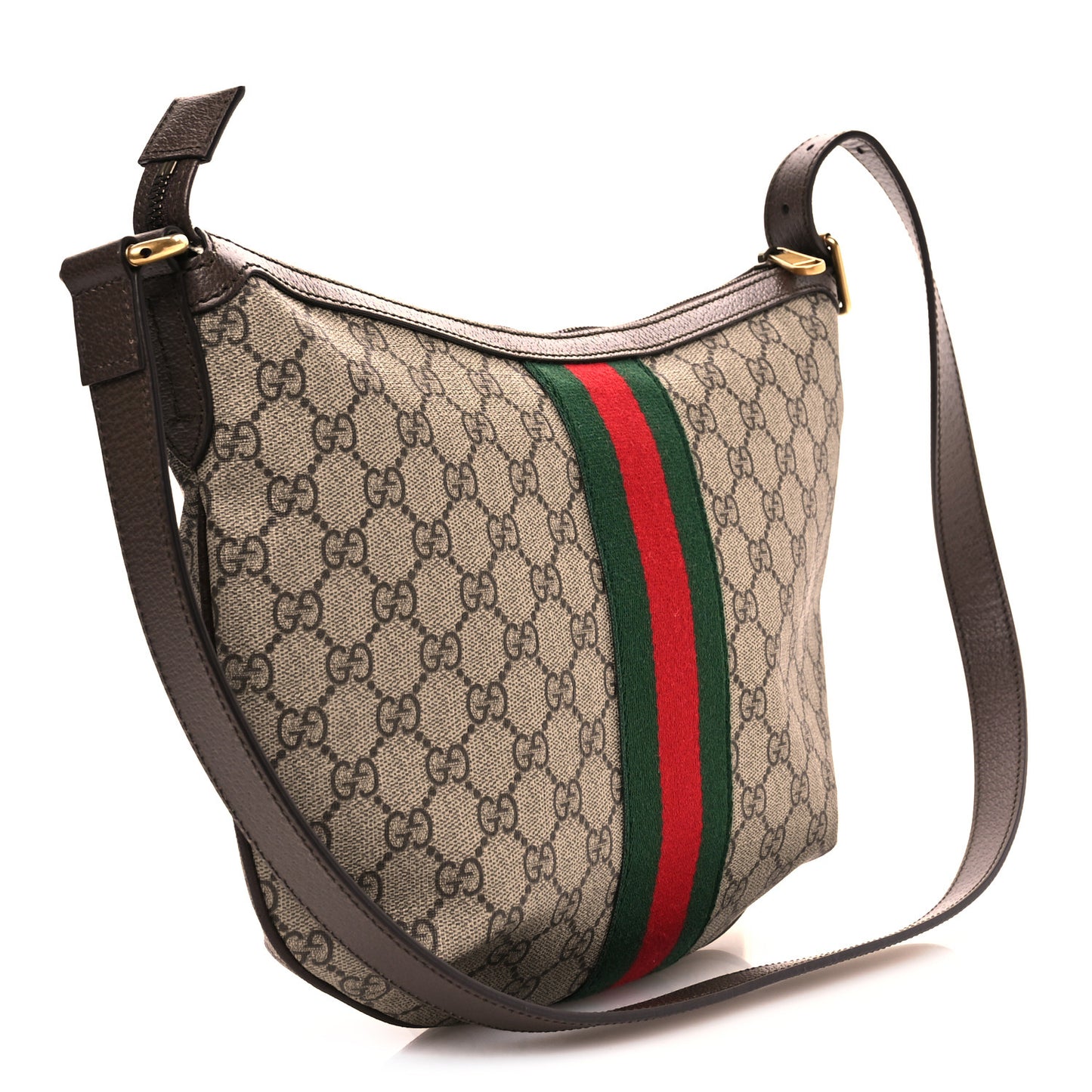 GG Supreme Monogram Web Small Ophidia Half Moon Hobo Beige Ebony New Acero