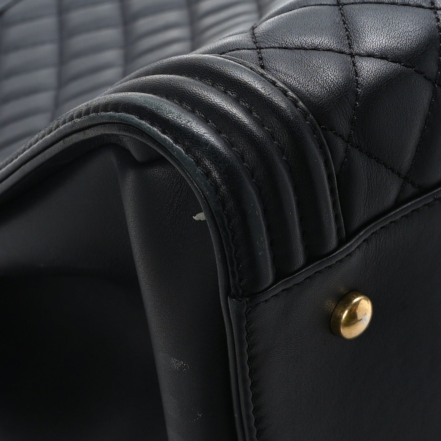 Calfskin Quilted Boy Shopping Tote Black