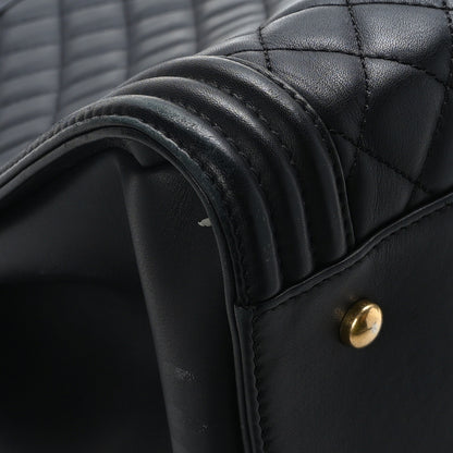 Chanel Calfskin Quilted Boy Shopping Tote Black 8 of 12