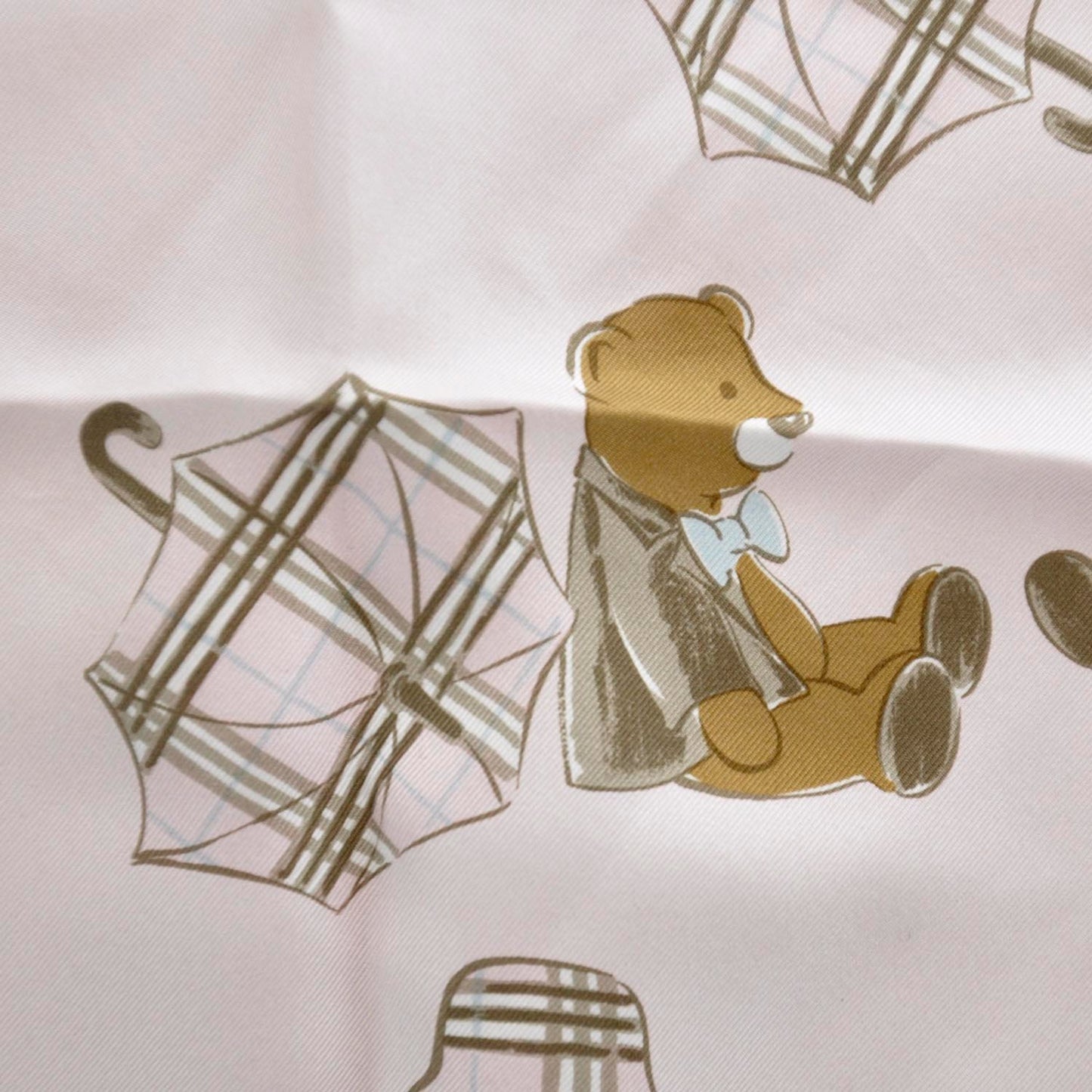Silk Nova Check Teddy Bear Scarf Pink