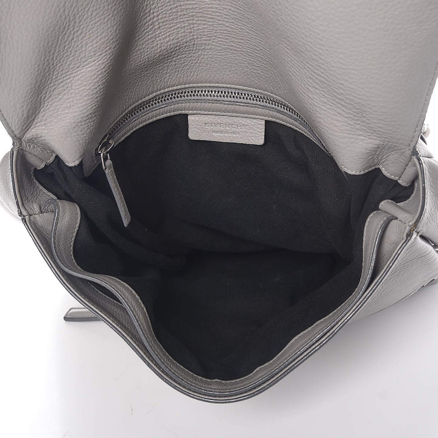 Grained Calfskin Medium Pandora Pure Flap Bag Pearl Grey