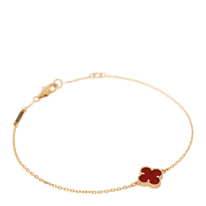 Van Cleef & Arpels 18K Rose Gold Carnelian Sweet Alhambra Bracelet 1 of 4