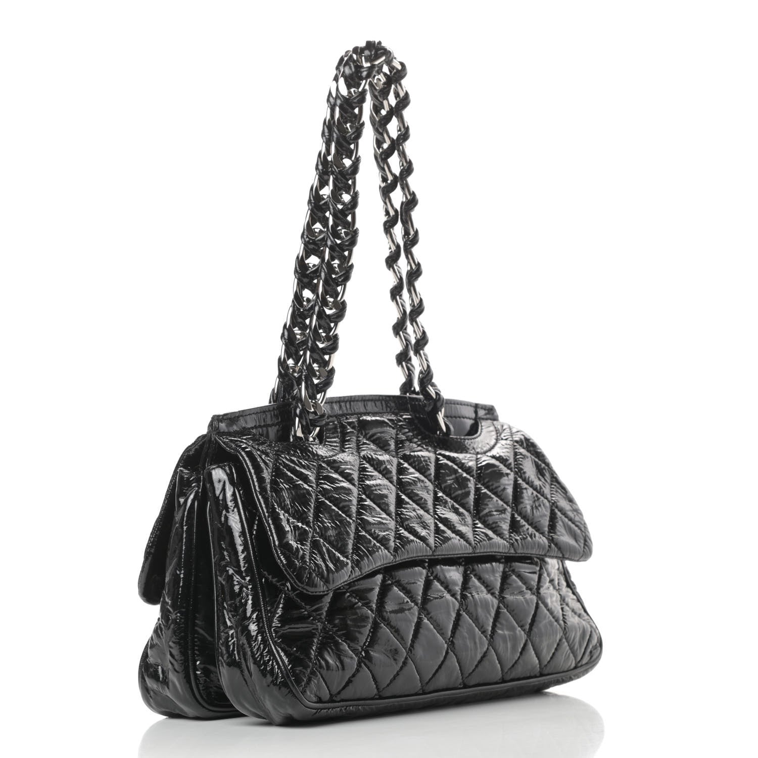 Chanel Patent Quilted Day Glo Flap Bag Black 3 of 12