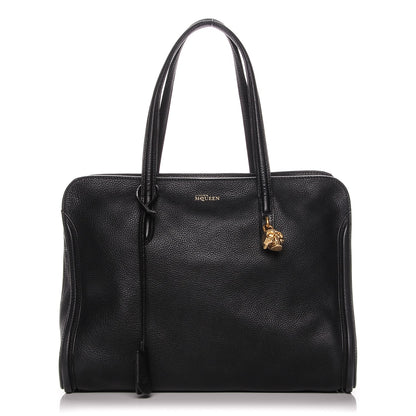 Alexander McQueen Pebbled Calfskin Large Skull Padlock Zip Around Tote Black 1 of 7
