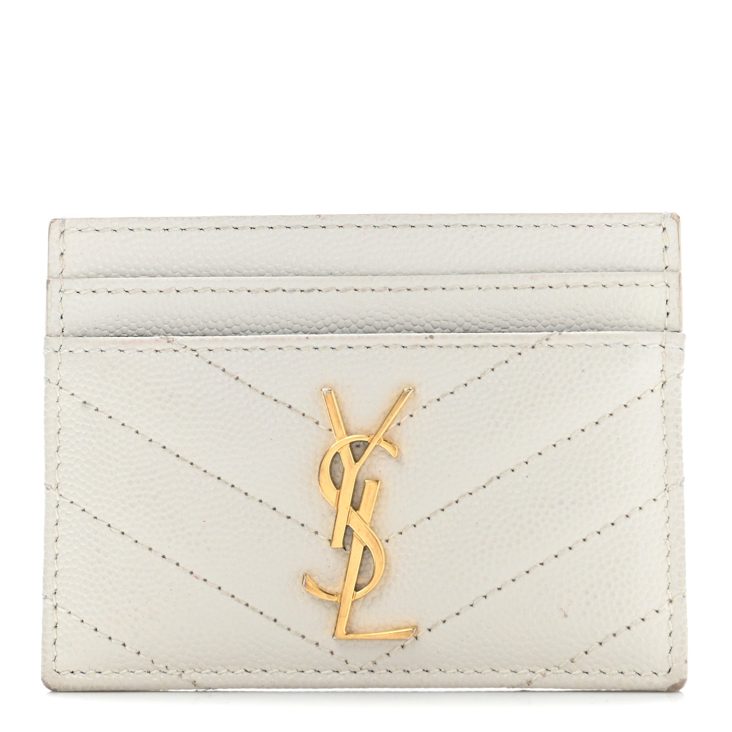 Grain De Poudre Matelasse Chevron Monogram Credit Card Case Crema Soft