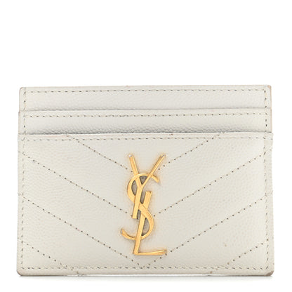 Saint Laurent Grain De Poudre Matelasse Chevron Monogram Credit Card Case Crema Soft 1 of 11