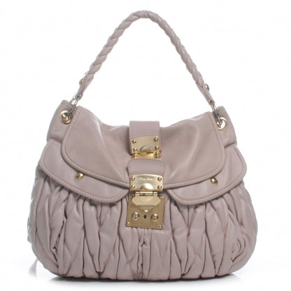 Miu Miu Lux Leather Matelasse Coffer Deserto 1 of 10