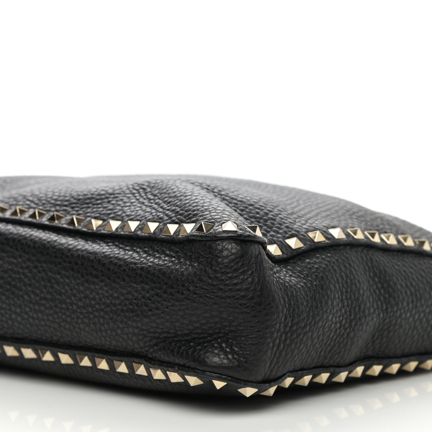 Pebbled Calfskin Large Rockstud Flip-Lock Messenger Bag Black