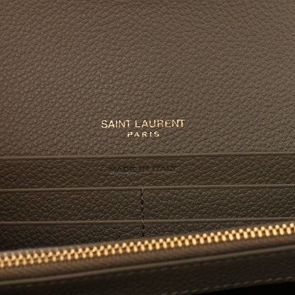 Saint Laurent Grained Calfskin Monogram Large Flap Wallet Earth 7 of 8