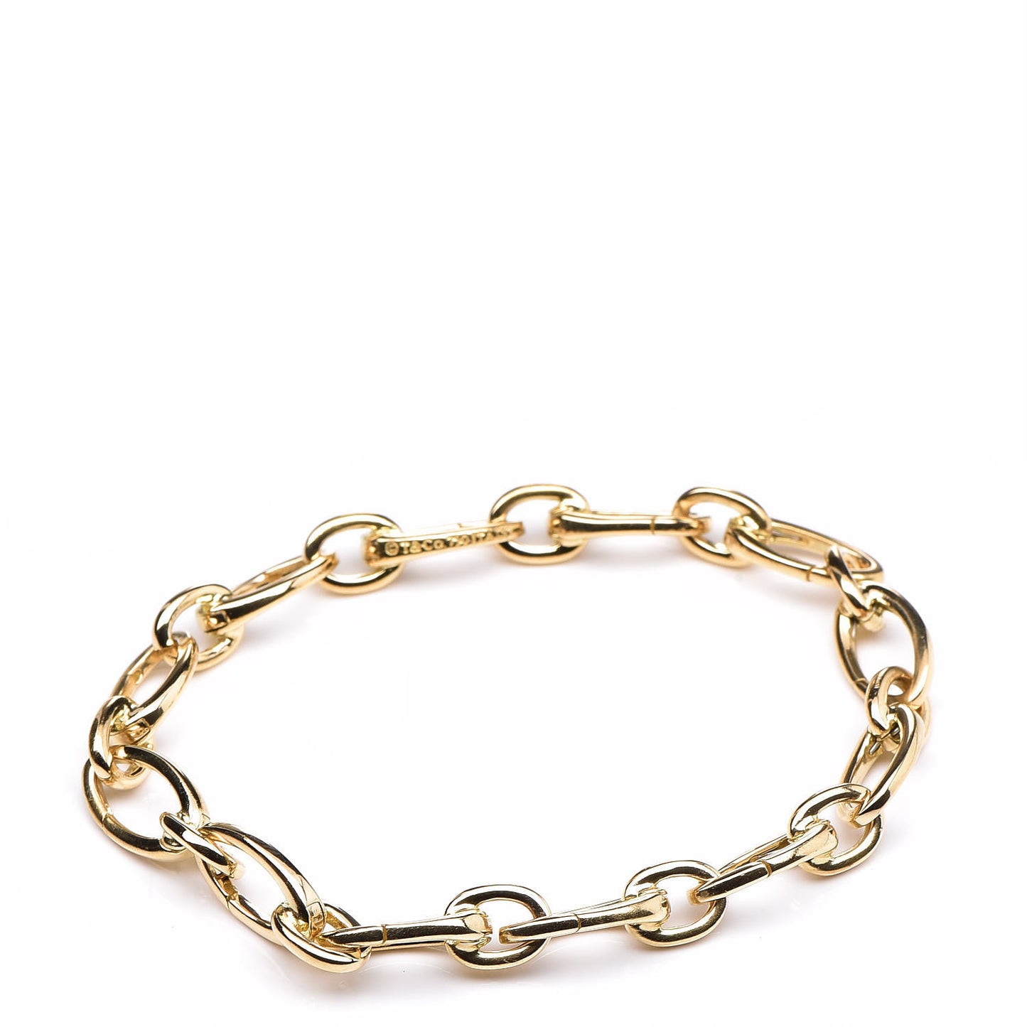 18K Yellow Gold Clasping Oval Link Bracelet