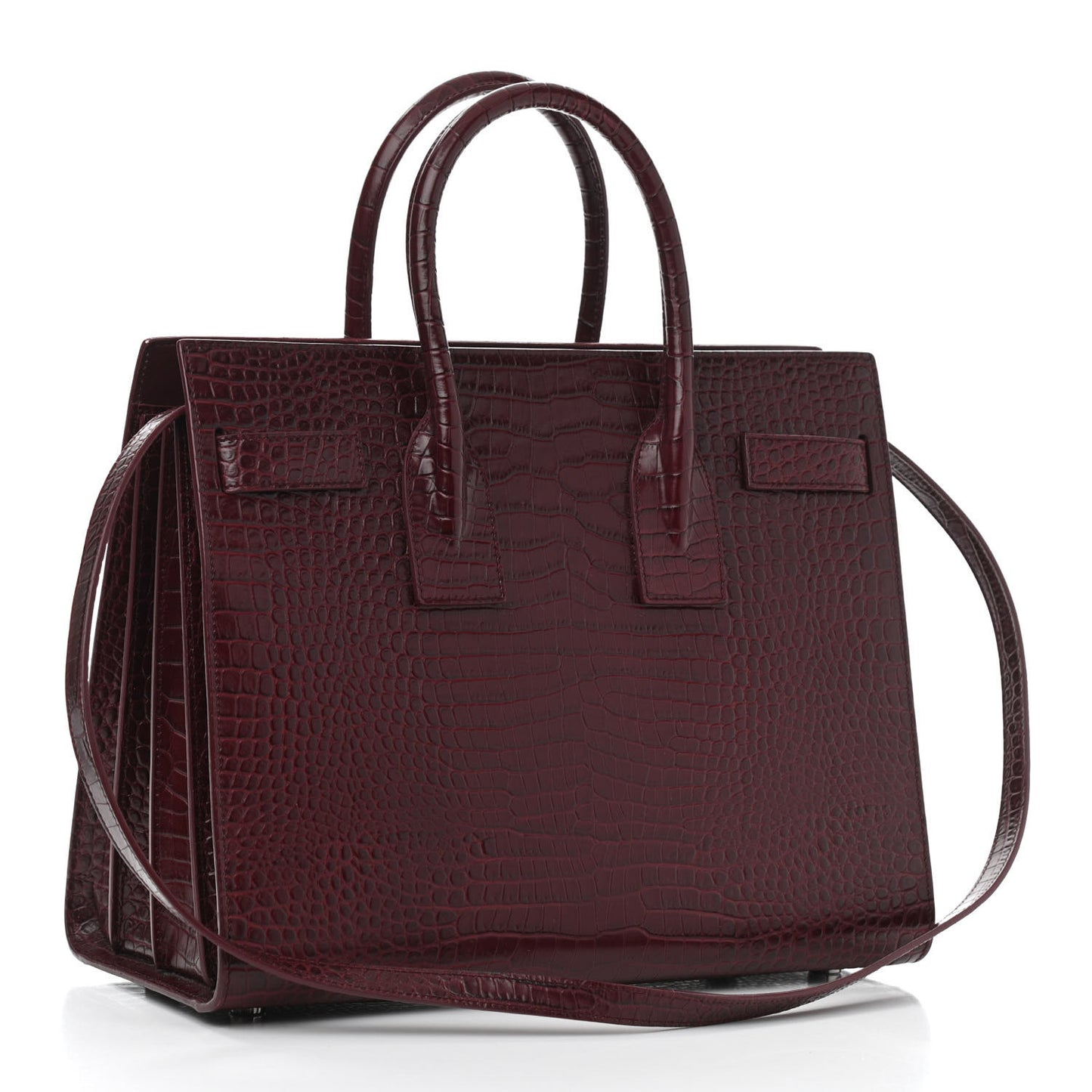Calfskin Crocodile Embossed Small Sac de Jour Wine