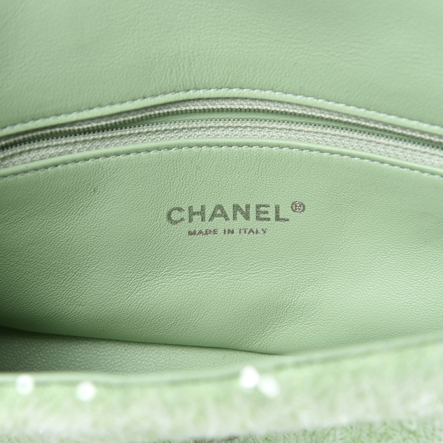 Chanel Sequin Mini Waterfall Flap Green Light Green Yellow 5 of 10