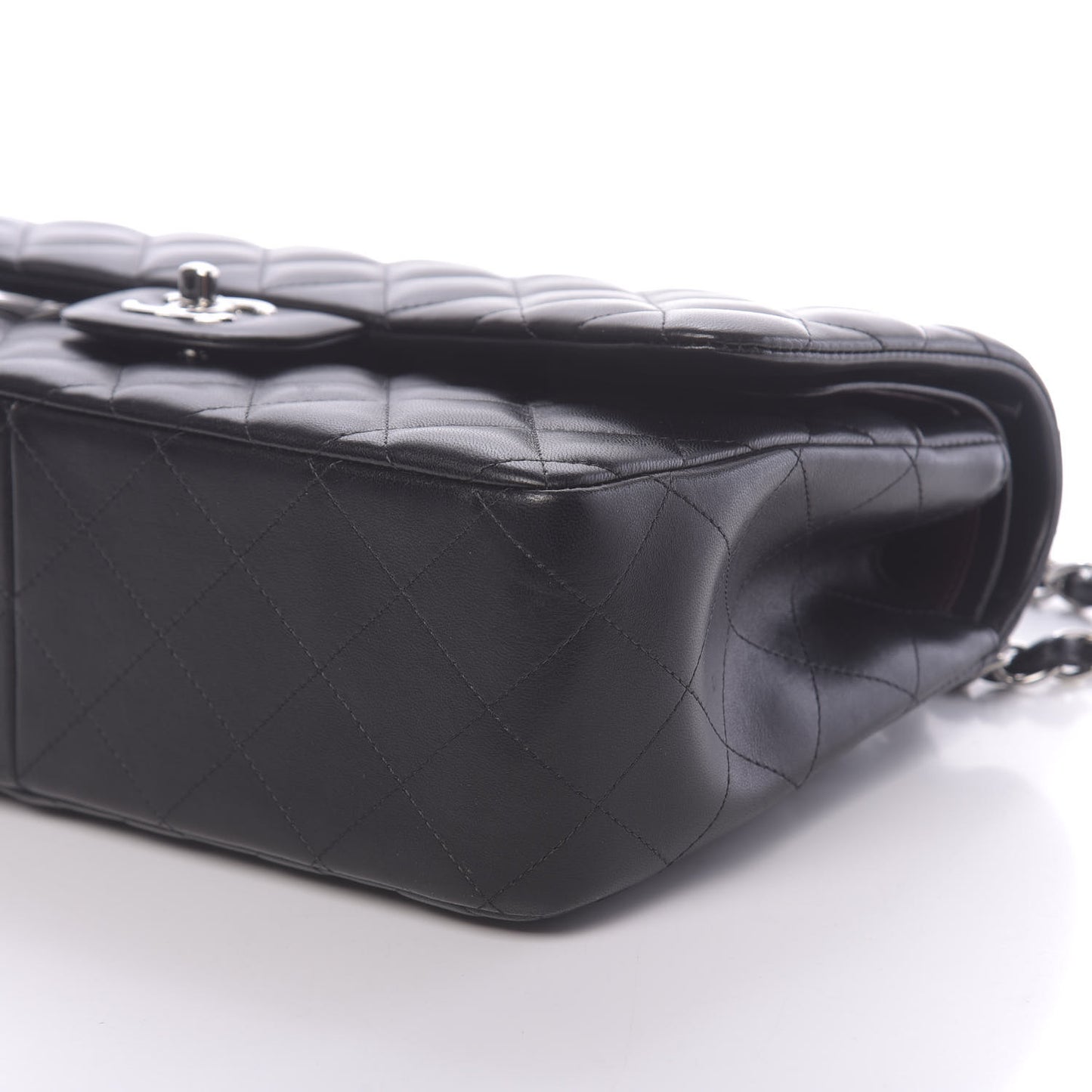 Lambskin Quilted Jumbo Double Flap Black