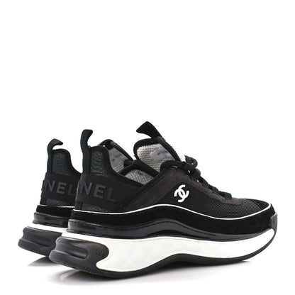 Chanel Fabric Suede CC Sneakers 38 Black Dark Grey 4 of 10