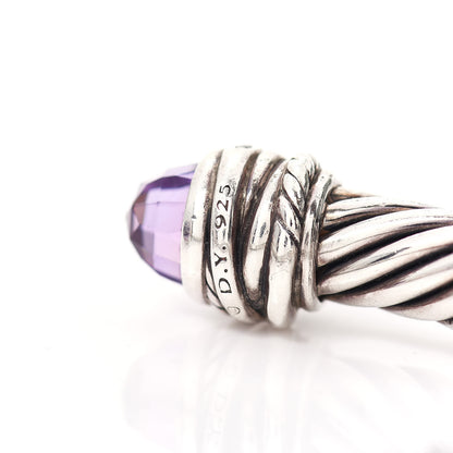 David Yurman Sterling Silver Diamond Amethyst 7mm Cable Crossover Bracelet 4 of 4