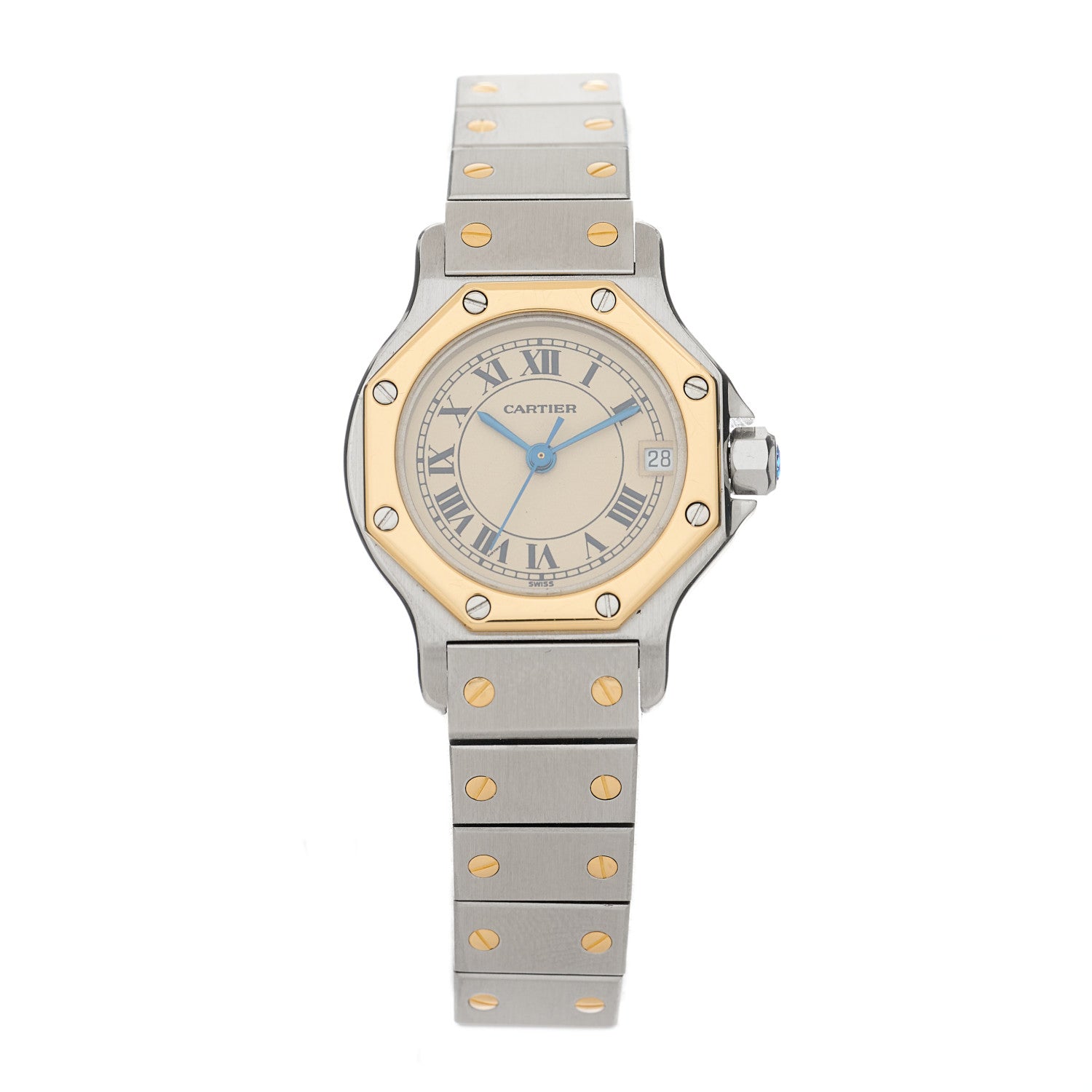 Cartier Stainless Steel 18K Yellow Gold 25mm Santos Octagon Quartz Watch 1 of 4