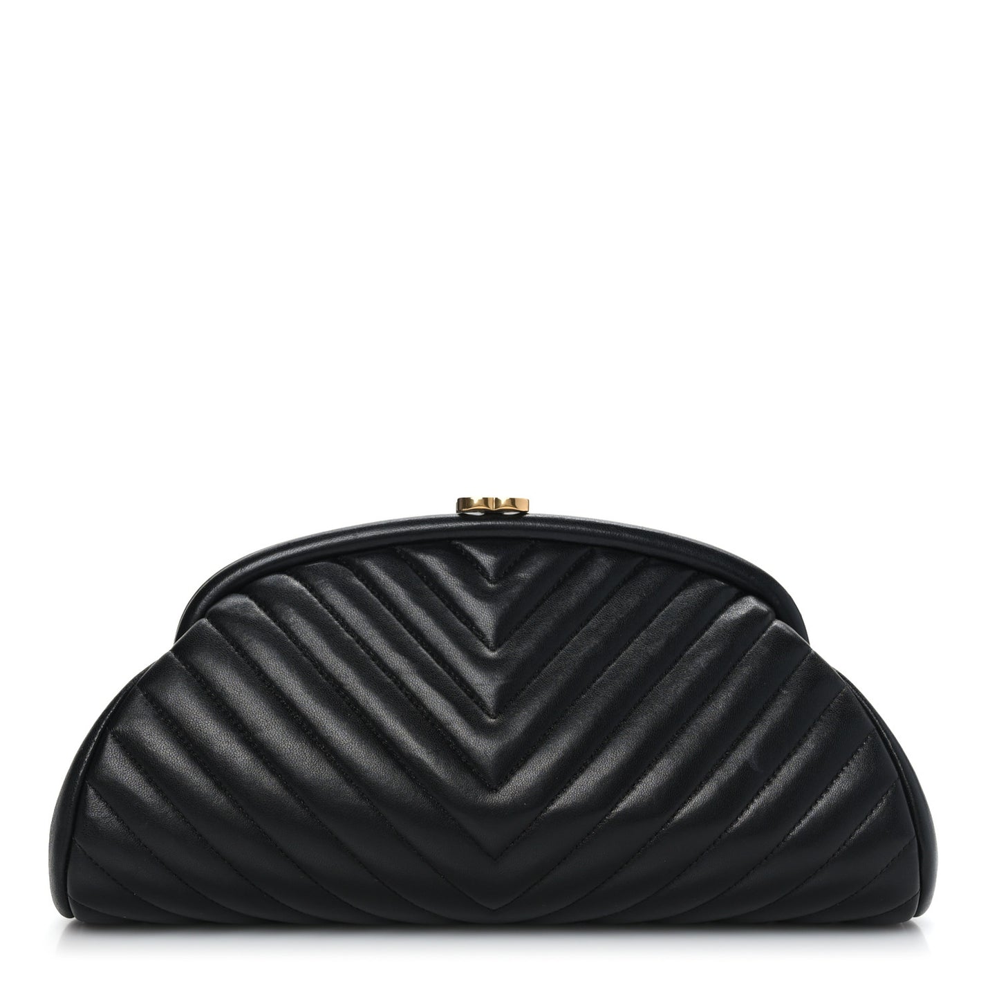 Lambskin Chevron Quilted Timeless Clutch Black
