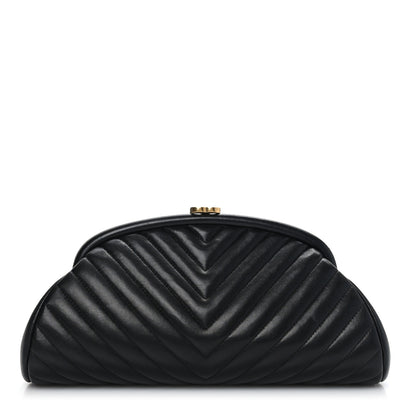 Chanel Lambskin Chevron Quilted Timeless Clutch Black 1 of 9