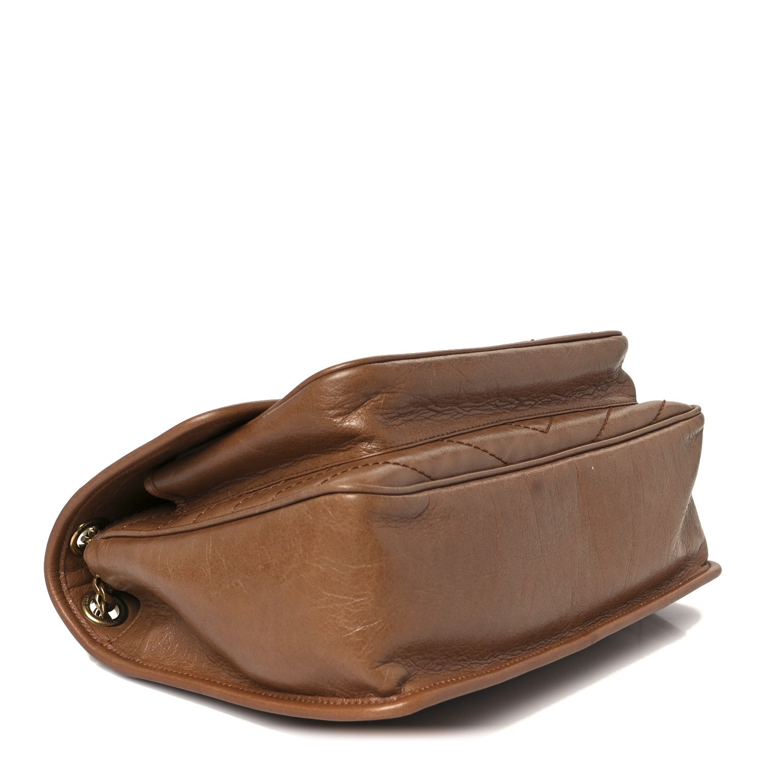 Saint Laurent Crinkled Calfskin Matelasse Monogram Medium Niki Chain Satchel Caramel 3 of 10