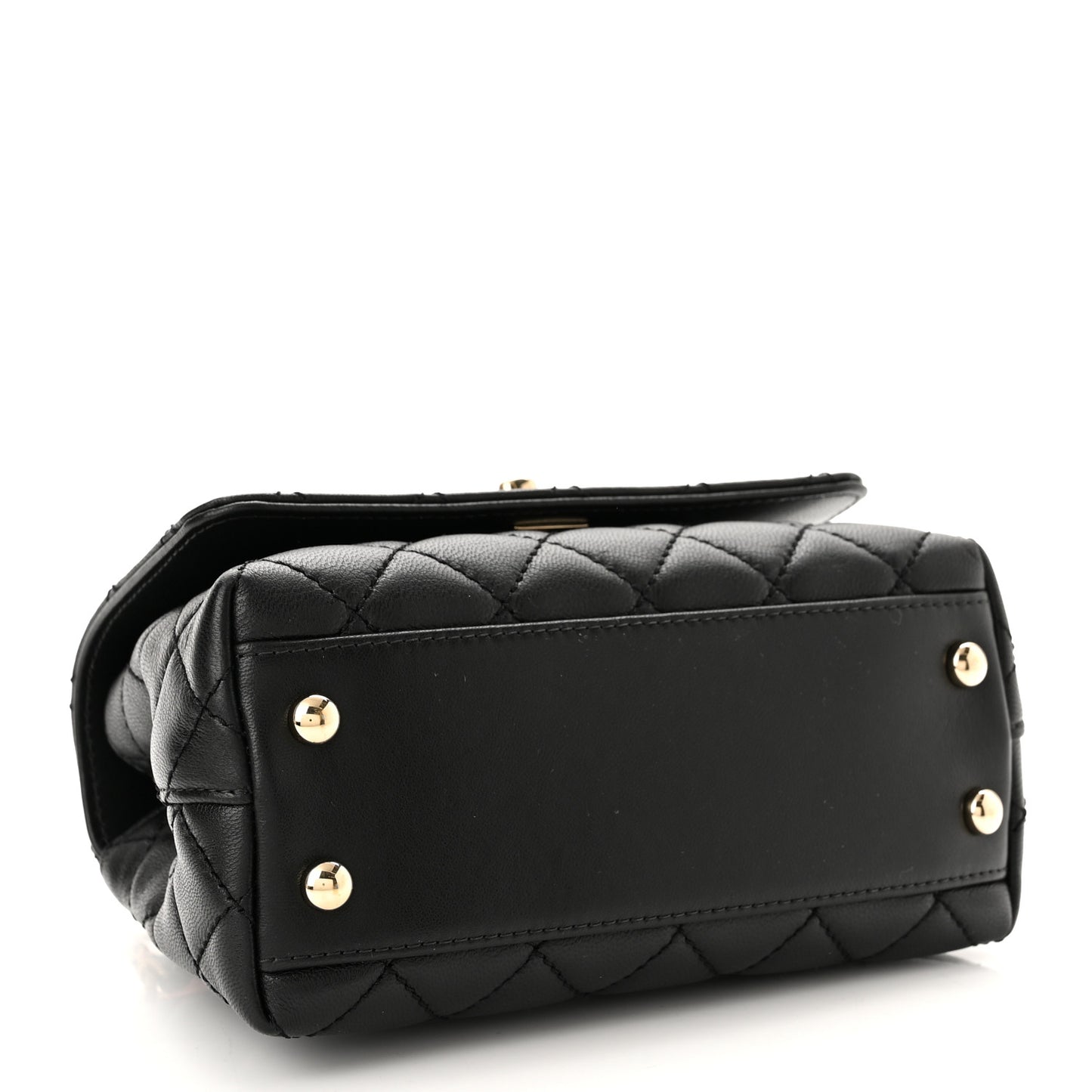 Goatskin Quilted Rainbow Extra Mini Coco Handle Flap Black
