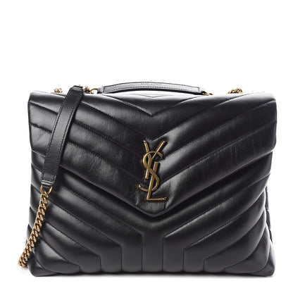 Saint Laurent Calfskin Y Quilted Monogram Medium Loulou Chain Satchel Black 1 of 10
