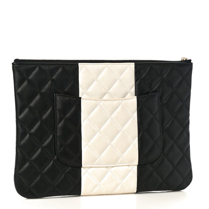 Chanel Lambskin Quilted Medium Cosmetic Case Black White 3 of 11