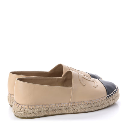 Chanel Lambskin CC Espadrilles 37 Beige Black 4 of 15