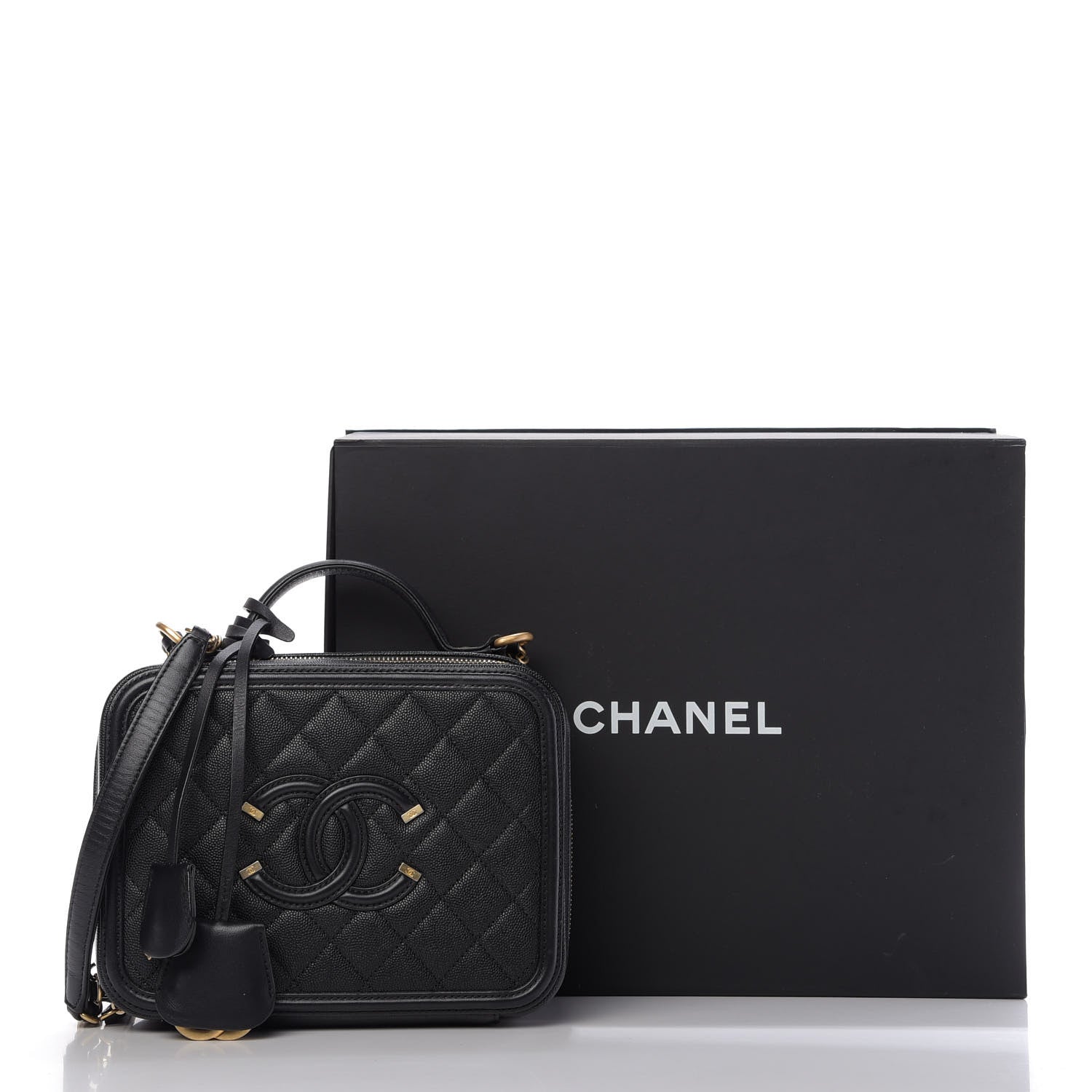 Chanel Caviar Quilted Medium CC Filigree Vanity Case Black 10 of 10