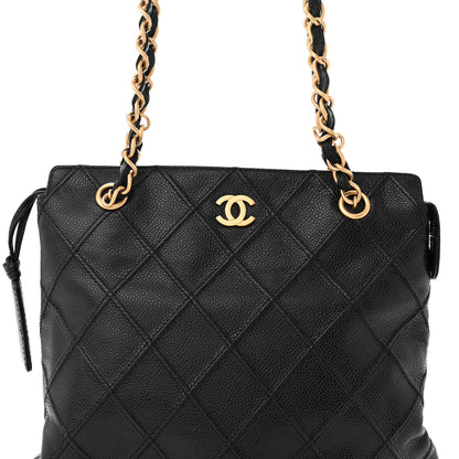 Chanel Caviar Diamond Embossed Shoulder Bag Black 9 of 11