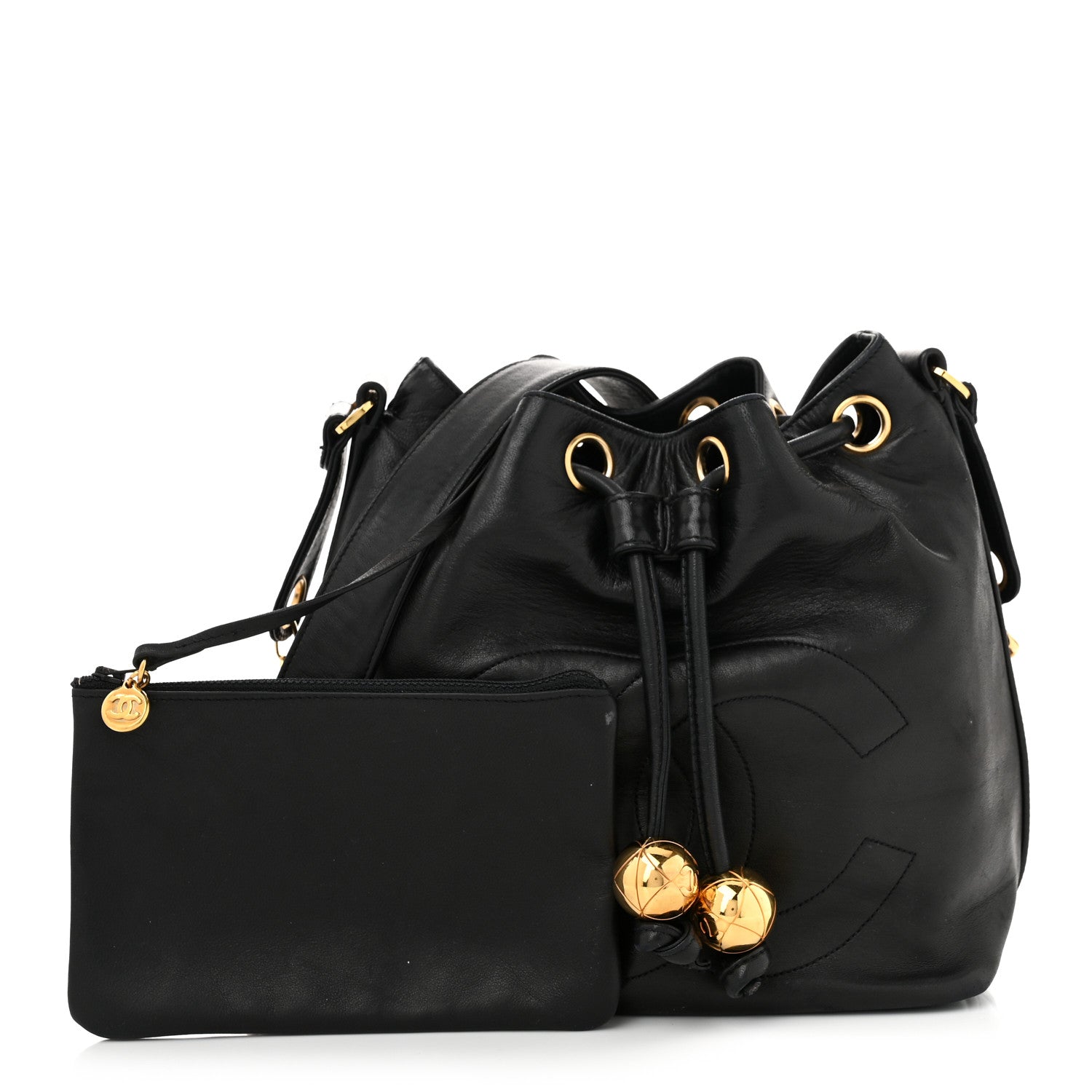 Chanel Lambskin CC Drawstring Bag Black 3 of 13