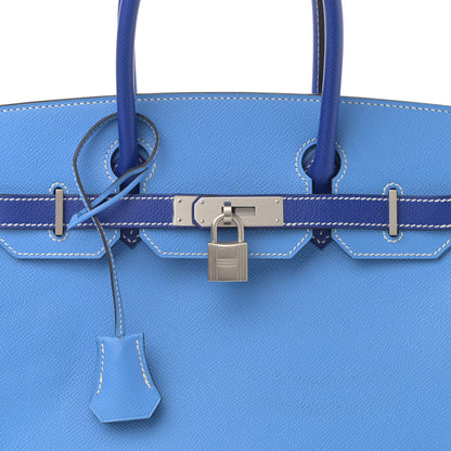 Hermes Epsom Horseshoe Bi Color Birkin 30 Bleu Paradis Bleu Electrique 7 of 13