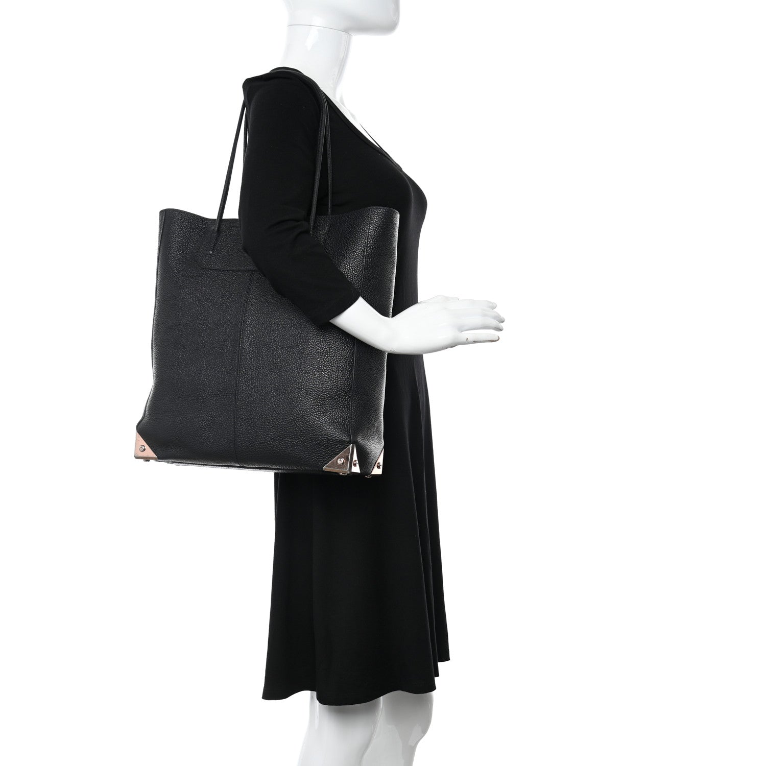 Alexander Wang Pebbled Calfskin Large Prisma Skeletal Tote Black Rose Gold Hardware 2 of 15