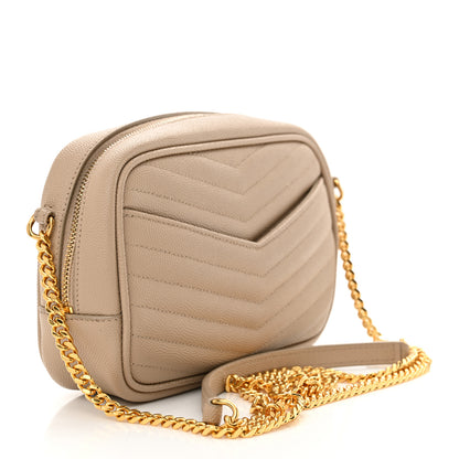 Saint Laurent Grain De Poudre Matelasse Monogram Mini Lou Camera Bag Dark Beige 3 of 10