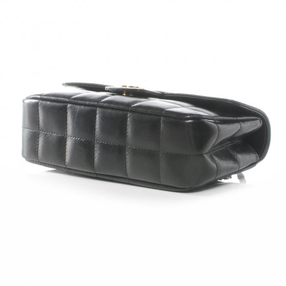 Lambskin Square Quilted Mini Flap Black